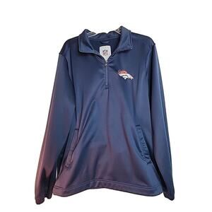 Denver Broncos NFL Team Apparel 1/4 Zip Navy Blue Jacket Mens Medium